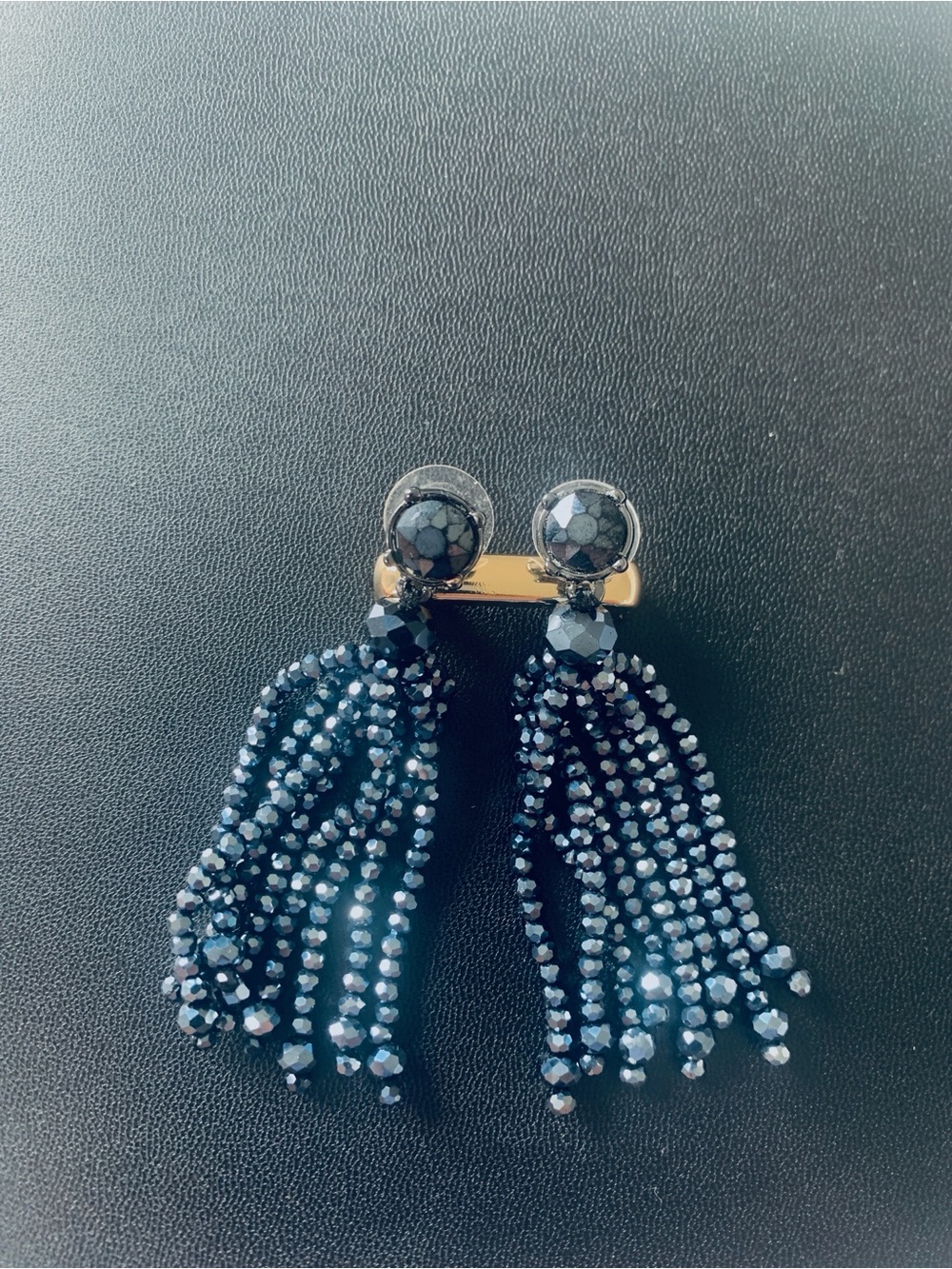 White House Black Markel Blue Faceted Beaded Tassel Drop Statement Earrings